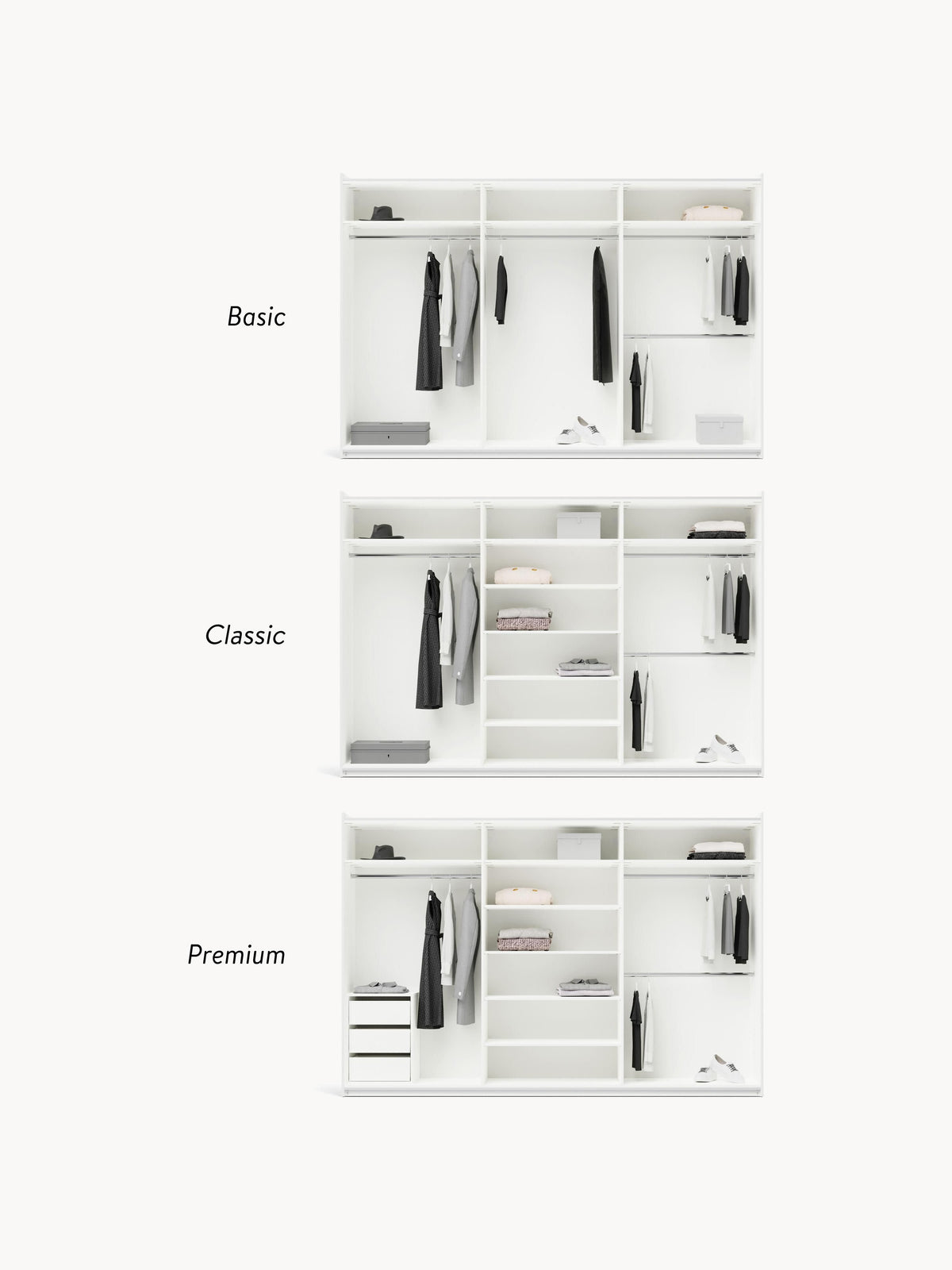 Leon Modular Sliding Door Wardrobe, 300 cm Wide, in various sizes