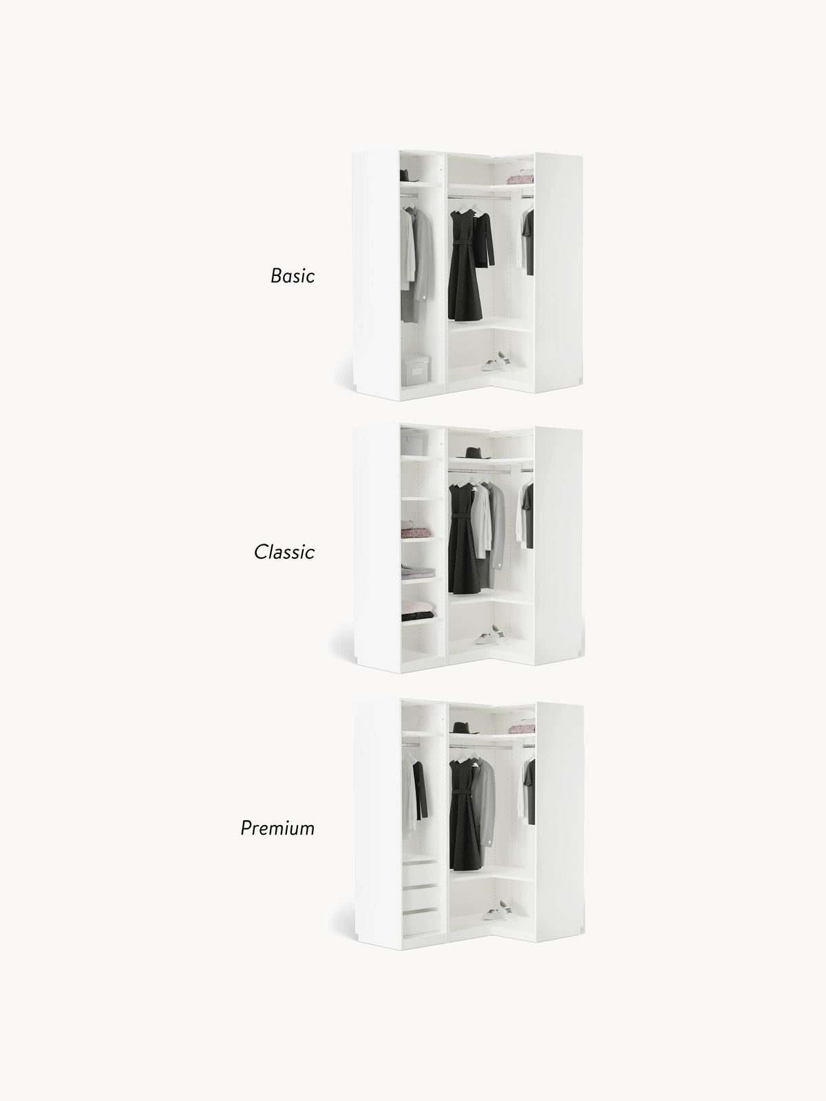 Leon Modular Corner Wardrobe, 115 cm Wide, in various sizes