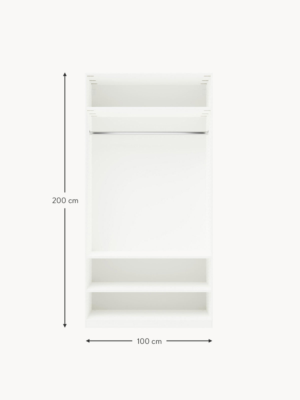 Leon Modular Hinged Door Wardrobe, 100 cm Wide, in various sizes