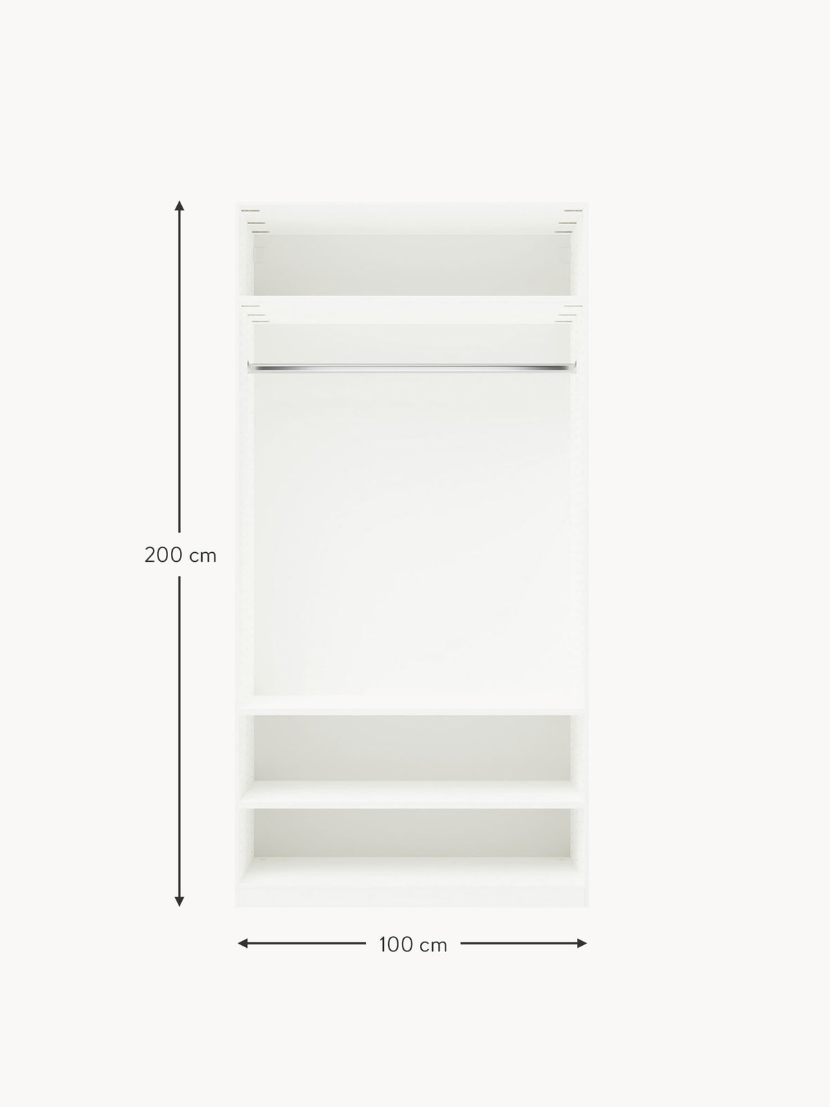 Leon Modular Hinged Door Wardrobe, 100 cm Wide, in various sizes