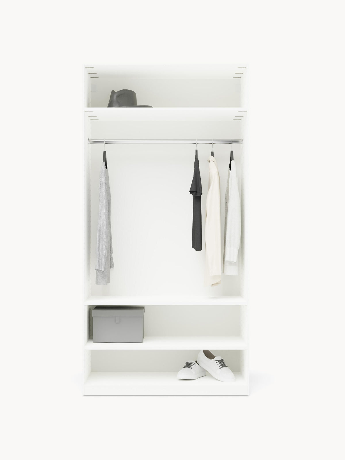 Leon Modular Hinged Door Wardrobe, 100 cm Wide, in various sizes