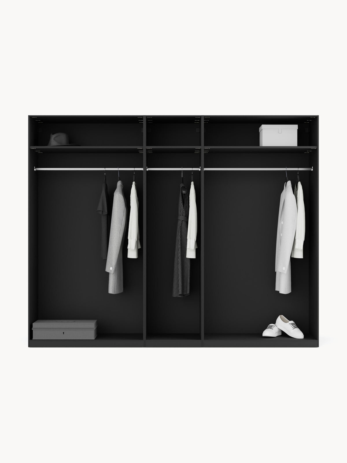 Leon Modular Hinged Door Wardrobe, 250 cm Wide, in various sizes