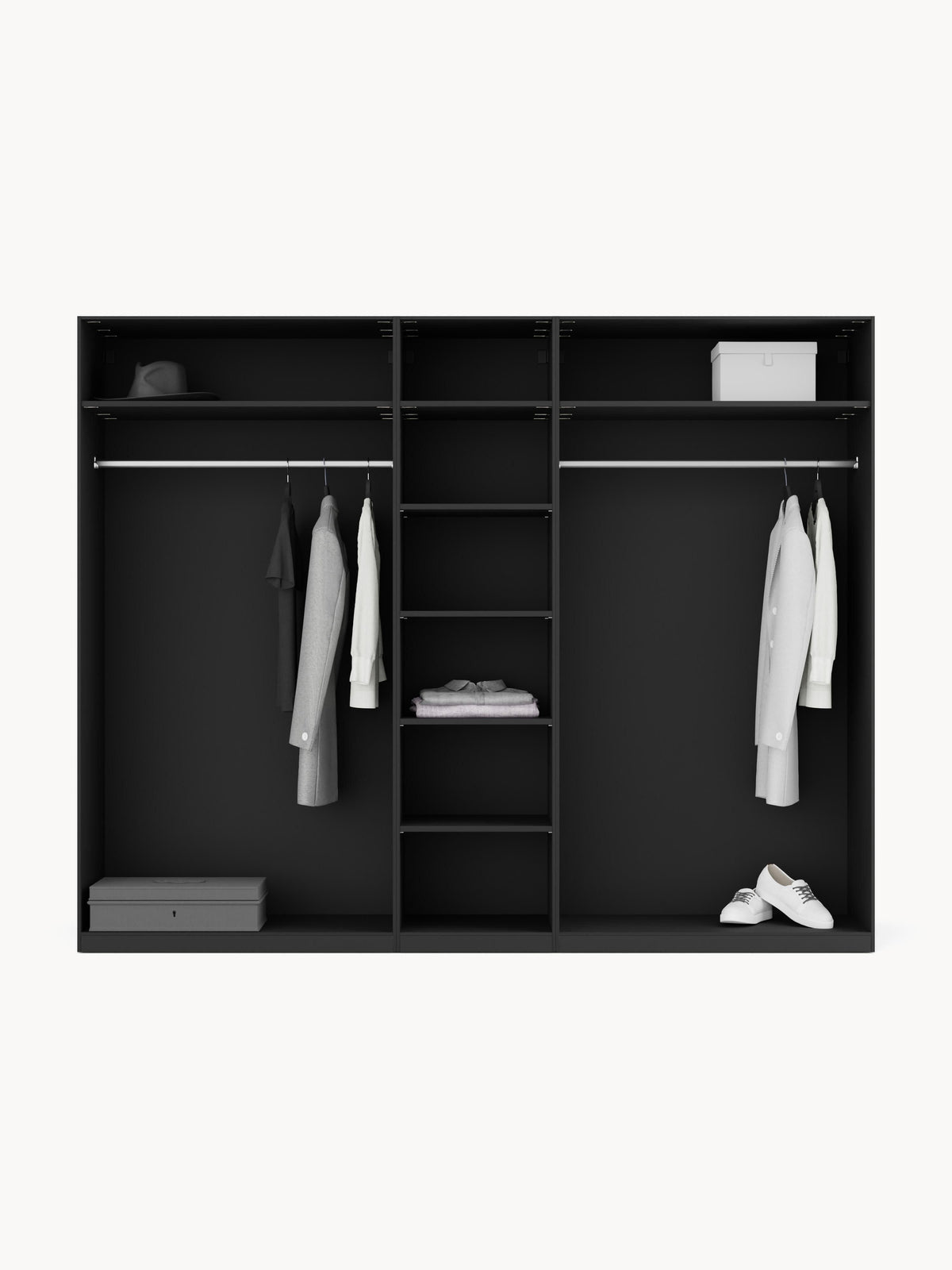 Leon Modular Hinged Door Wardrobe, 250 cm Wide, in various sizes
