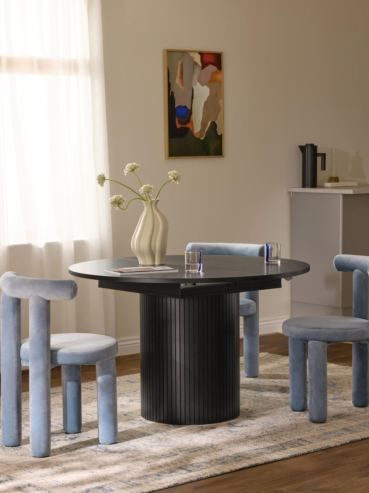 Filo Extendable Dining Table with Groove Structure, 120 - 160 x 75 cm