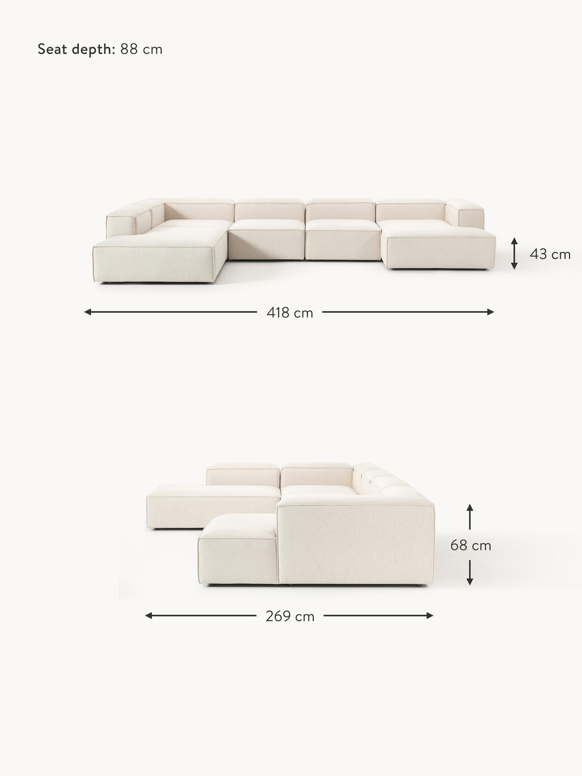 Lennon XL Linen Blend Modular Sofa