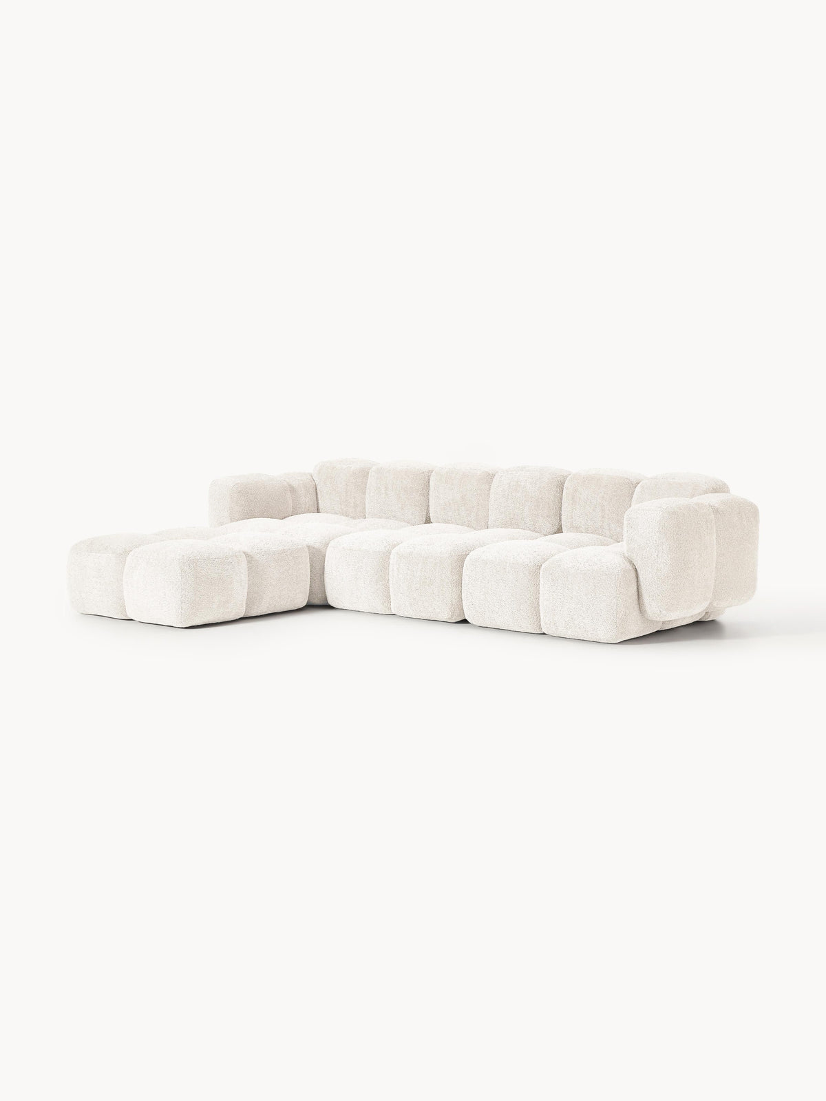 Tayla Modular Teddy-Bouclé Sofa (4-seater) with Ottoman (left/right)