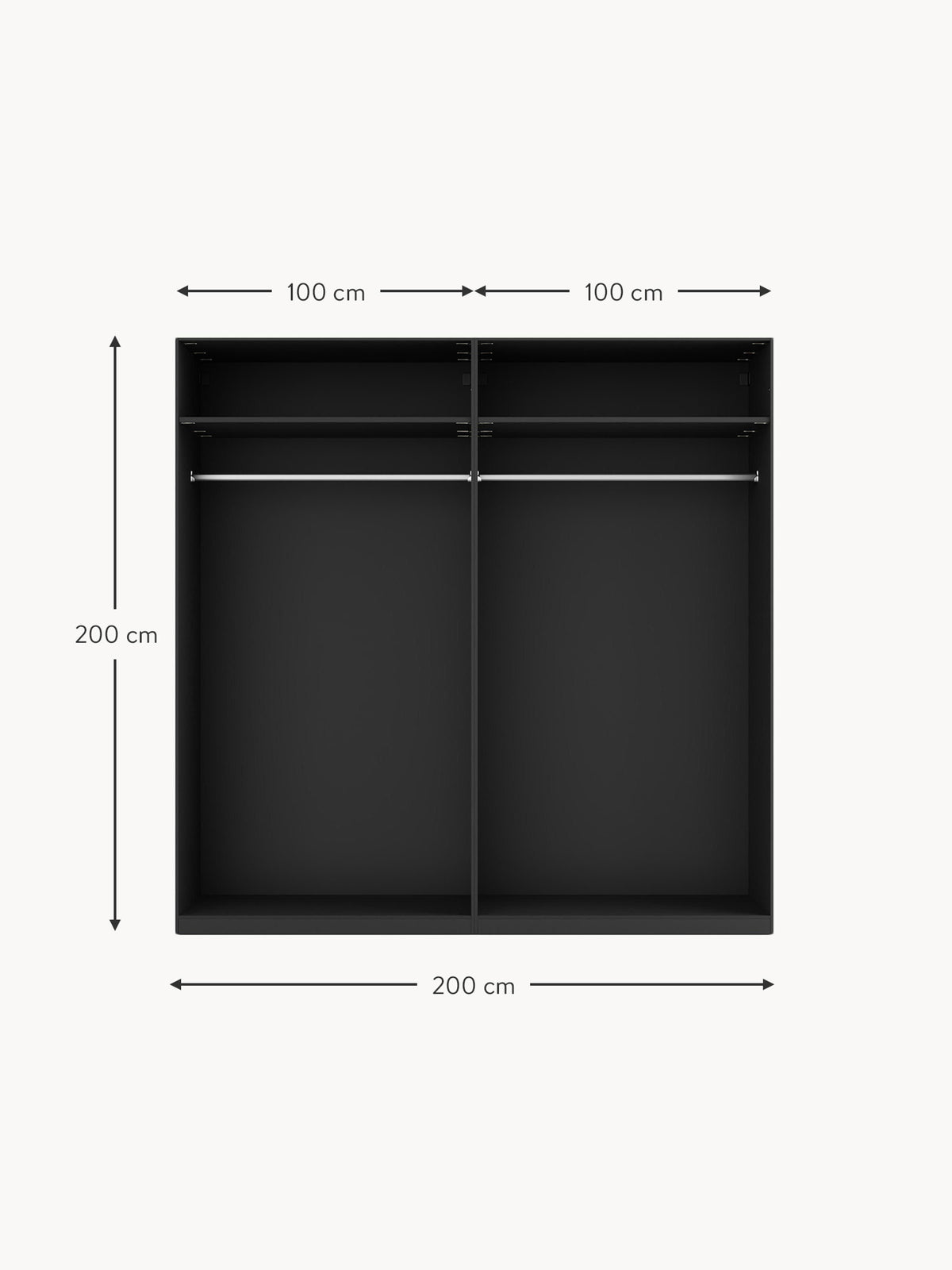 Simone Modular Revolving Door Wardrobe, 200 cm Wide, in various sizes