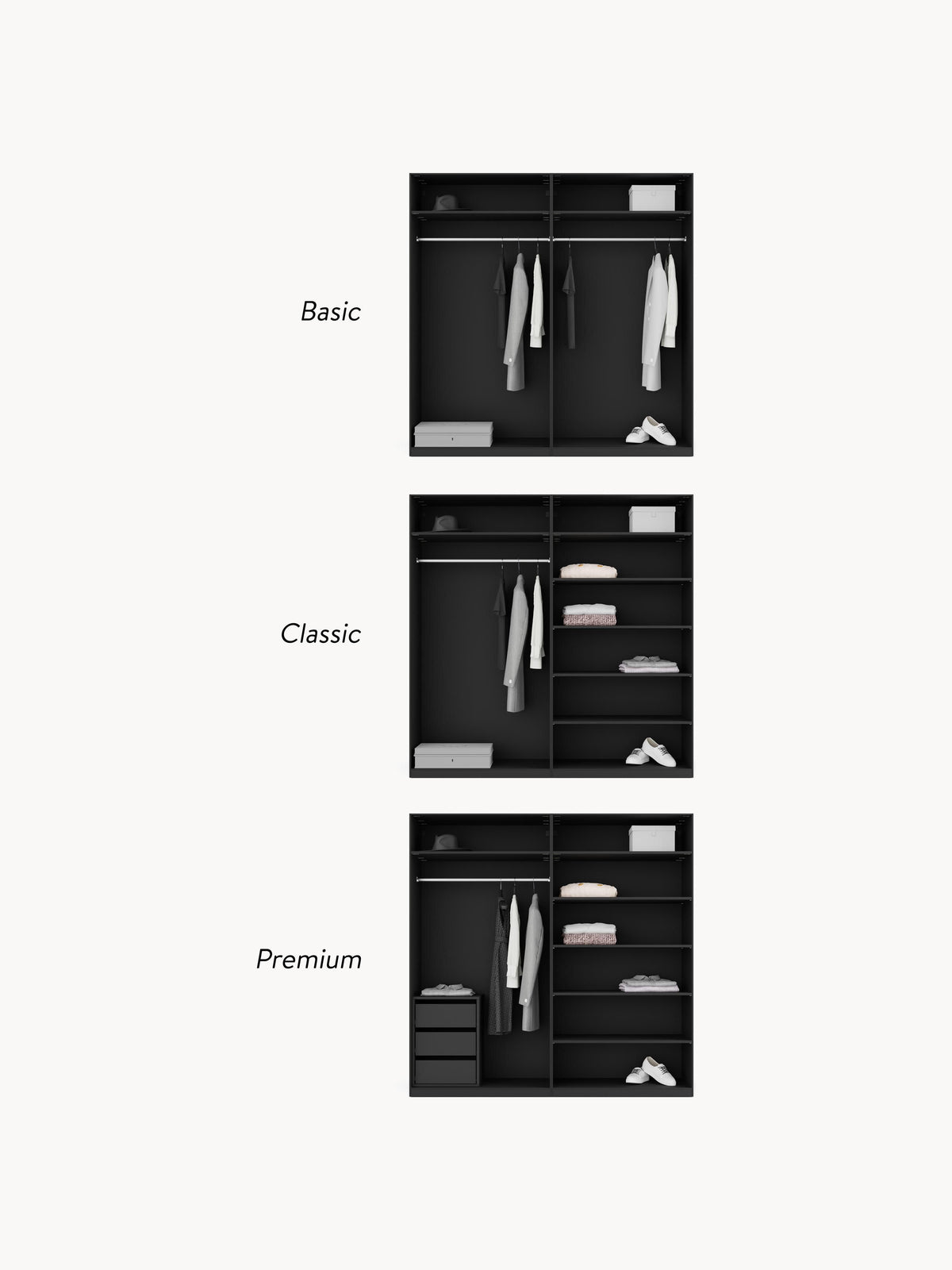 Simone Modular Revolving Door Wardrobe, 200 cm Wide, in various sizes