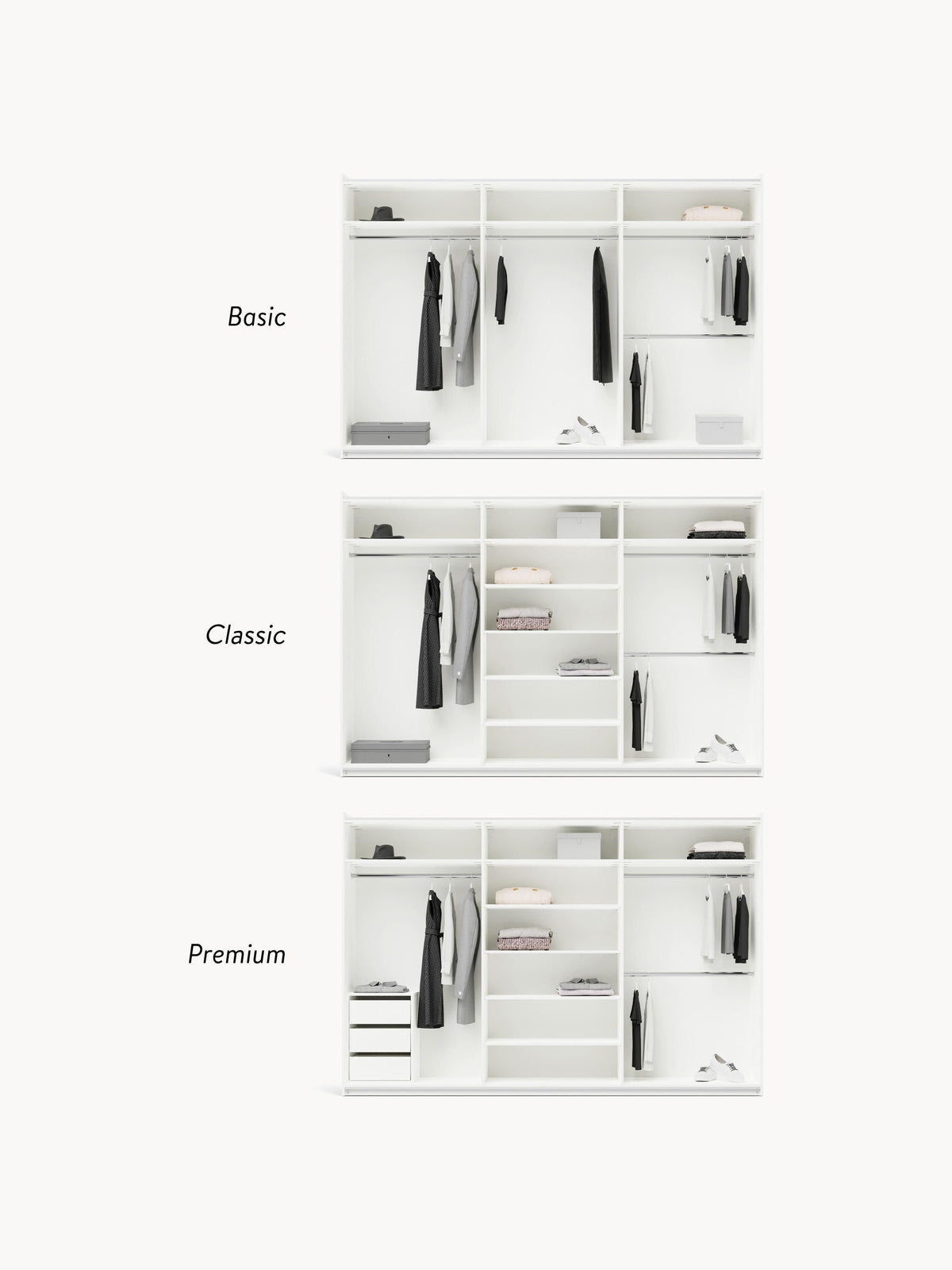 Simone Modular Sliding Door Wardrobe, 300 cm Wide, in various sizes