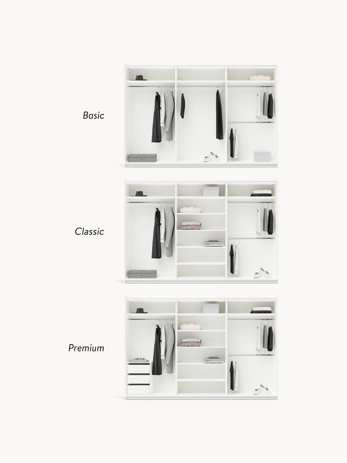 Simone Modular Sliding Door Wardrobe, 300 cm Wide, in various sizes