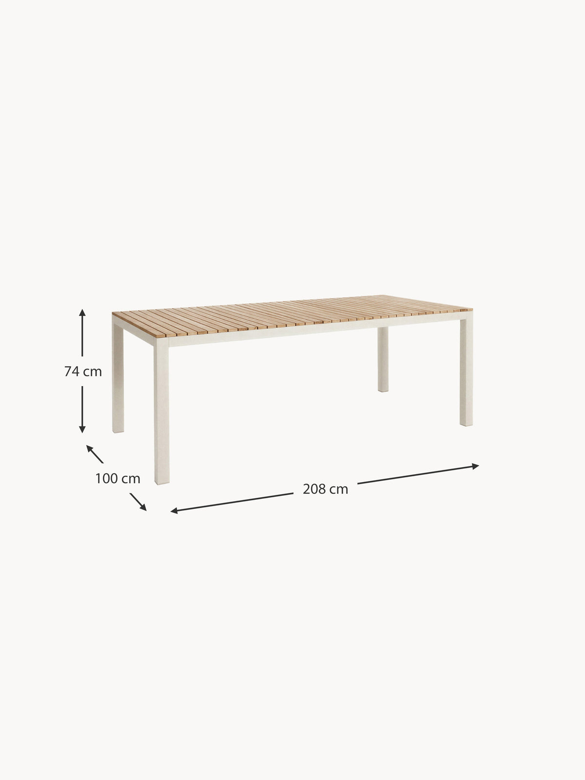 Mood Teak Wood Garden Table, 208 x 100 cm