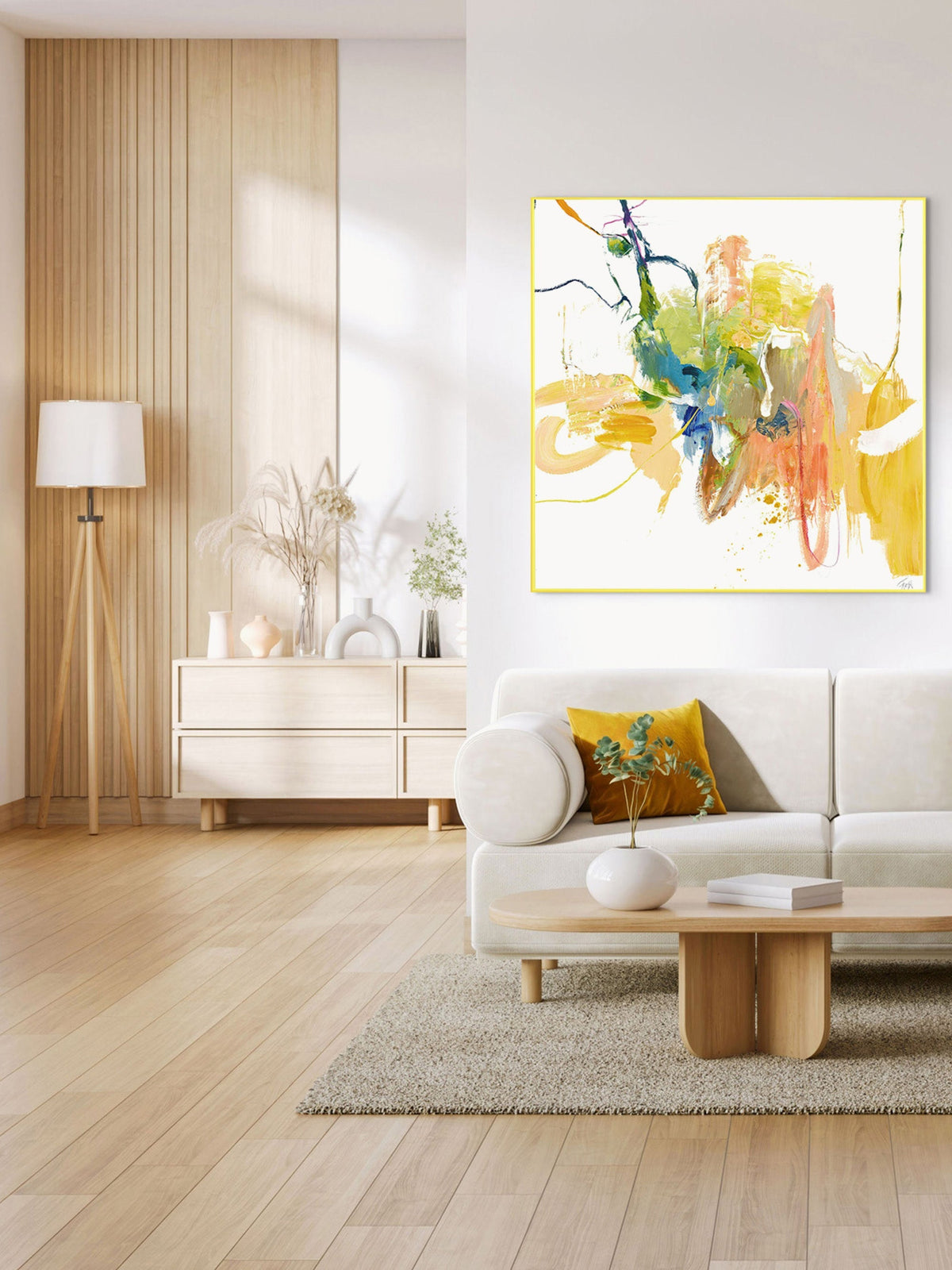 Yellow Hand-Embellished Canvas Print Confidential