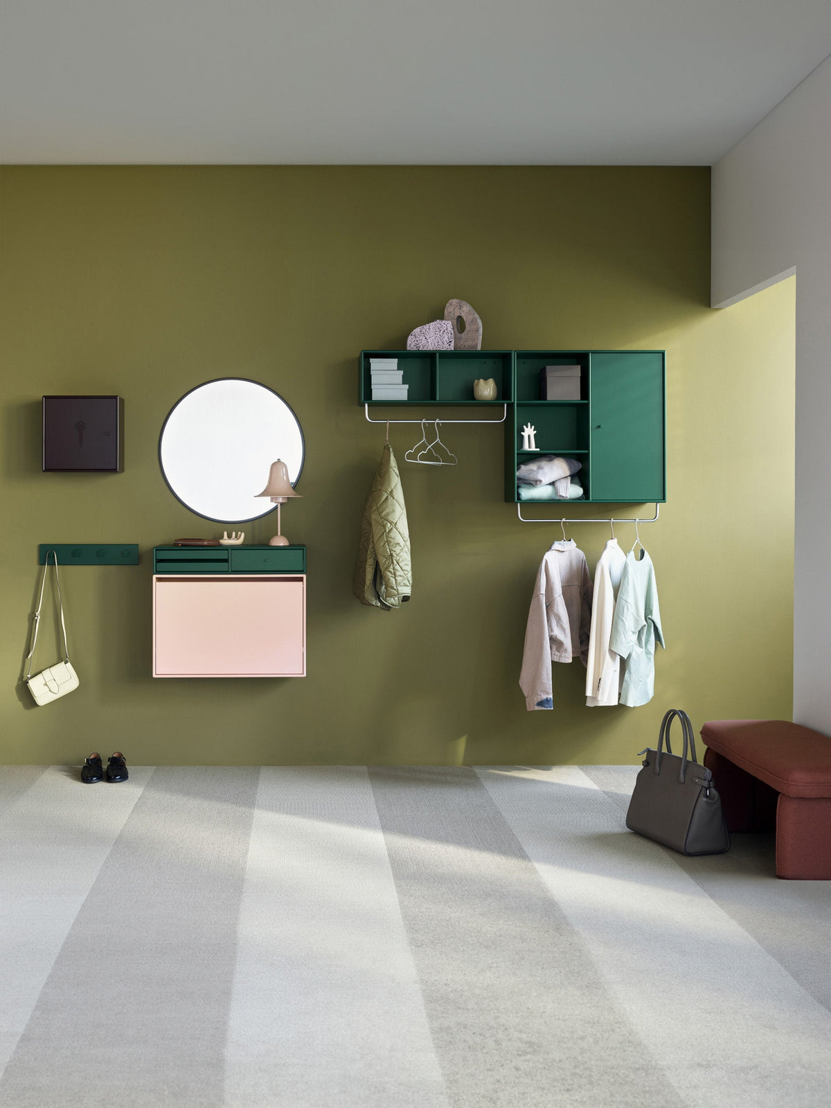 Coat Wooden Wall Shelf with Clothes Rack