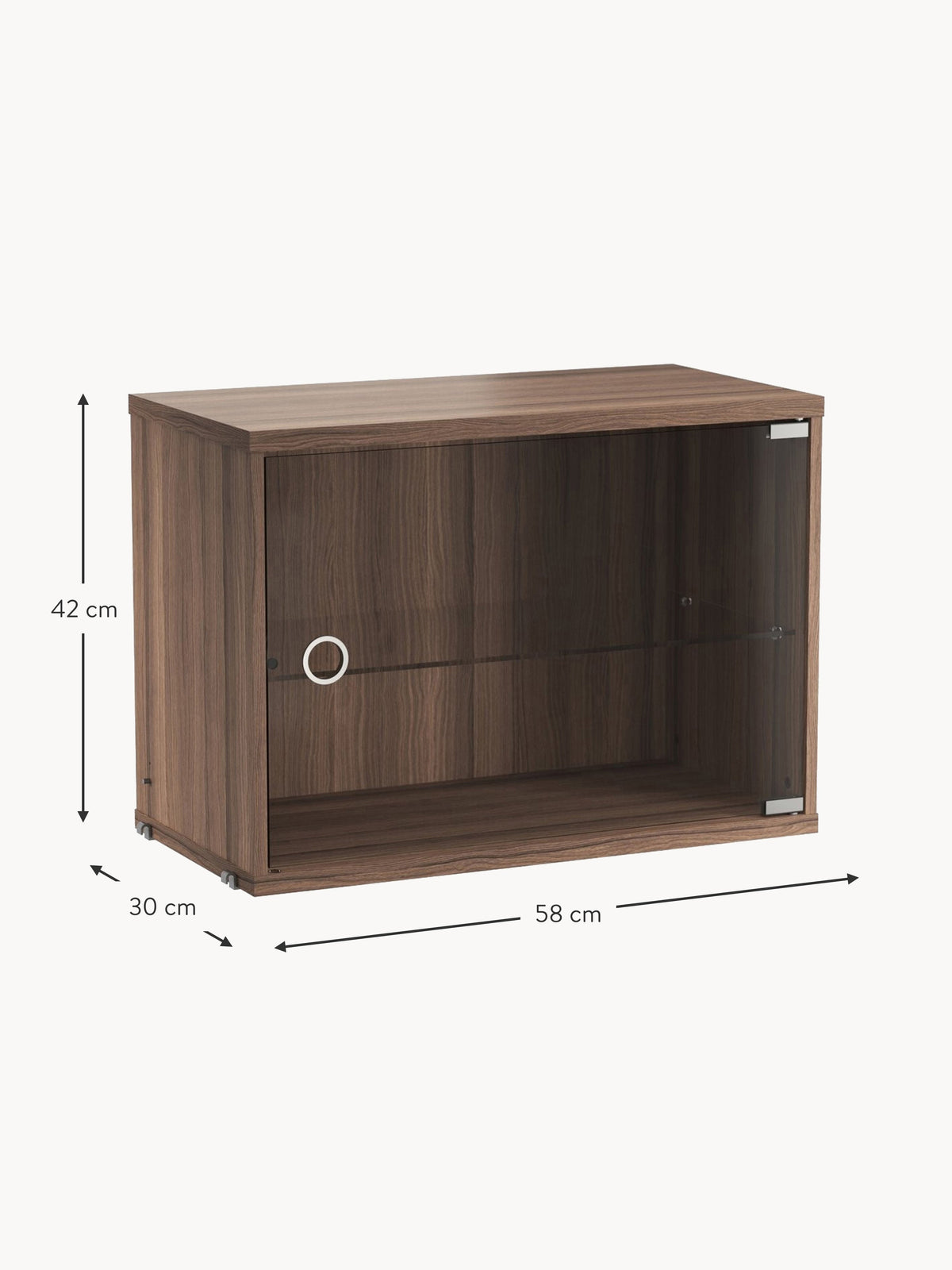 Display Cabinet String System with Swing Glass Door, W 58 x D 30 cm