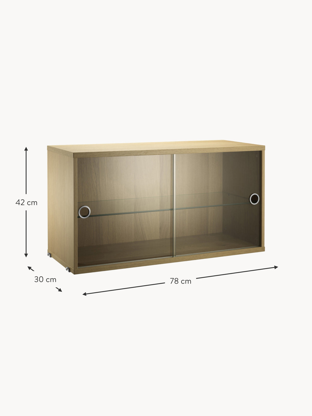 Display Cabinet String System with Sliding Glass Doors, W 78 x D 30 cm