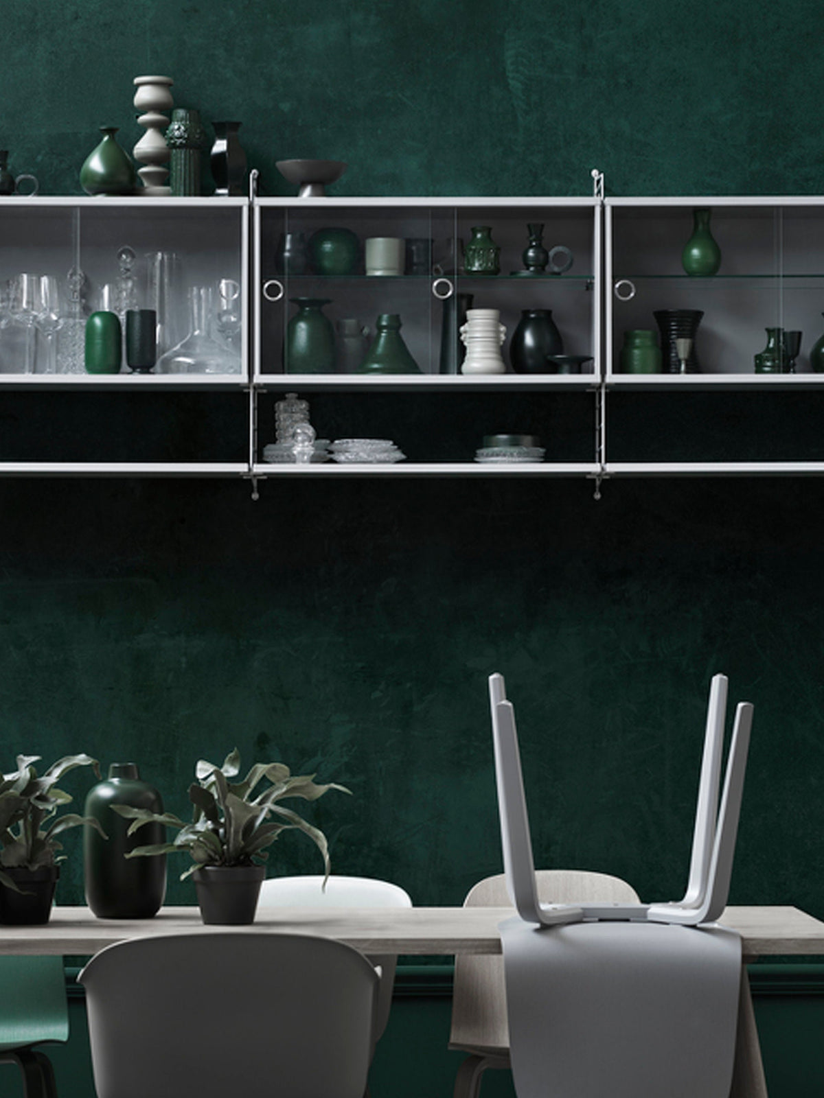 Display Cabinet String System with Sliding Glass Doors, W 78 x D 30 cm