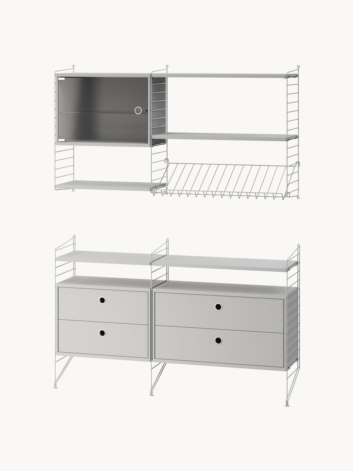 Display Cabinet String System with Swing Glass Door, W 58 x D 30 cm