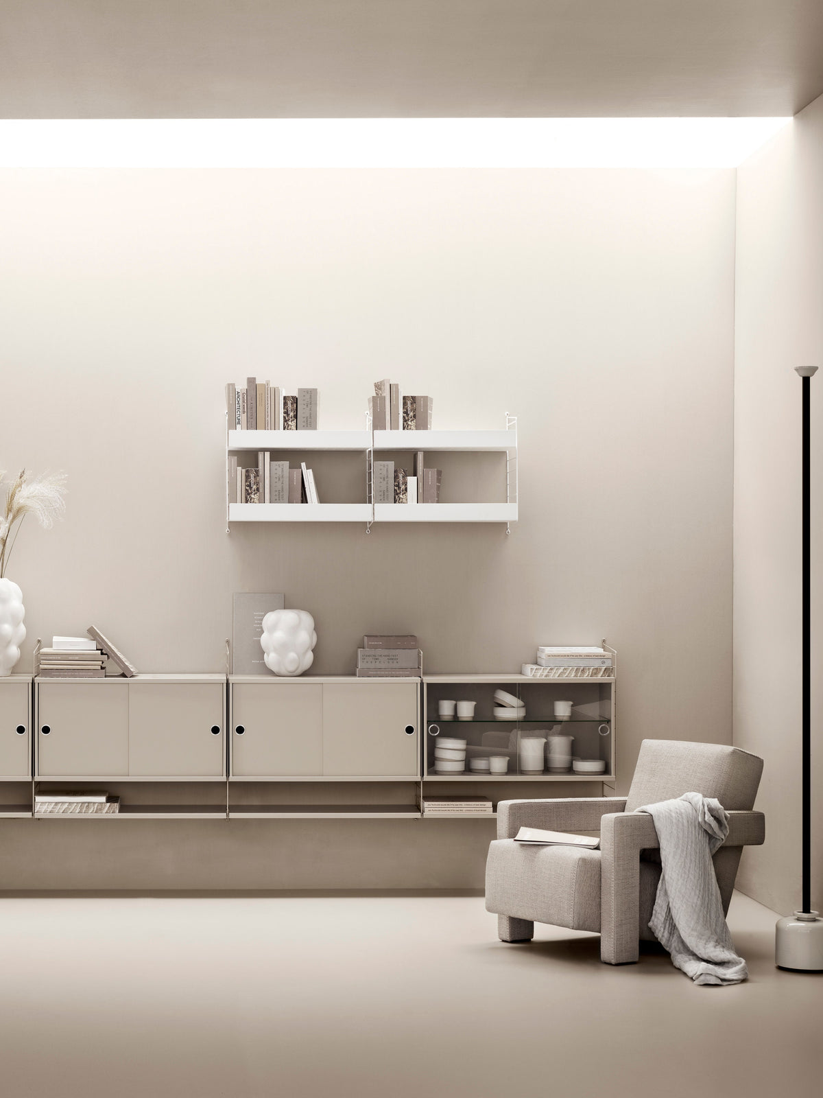 Display Cabinet String System with Sliding Glass Doors, W 78 x D 30 cm