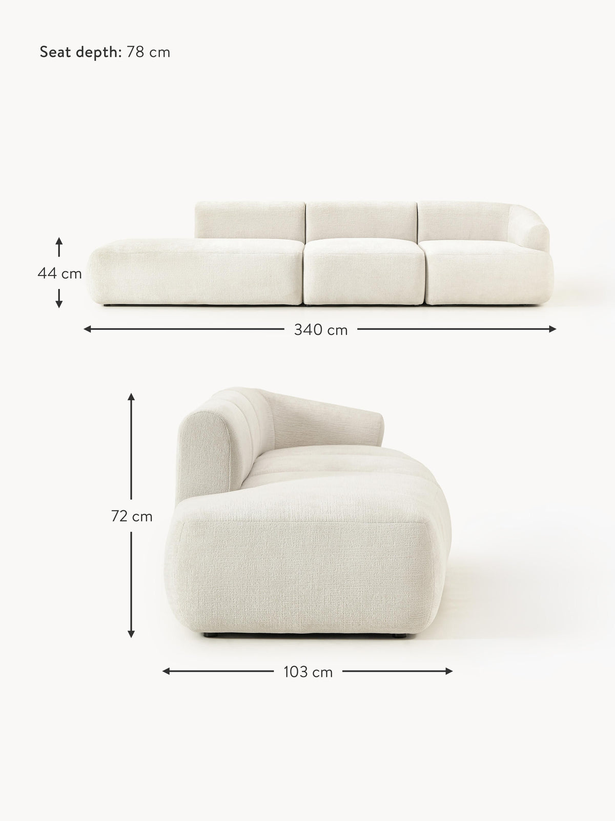 Sofia Modular Ottoman (4-seater)