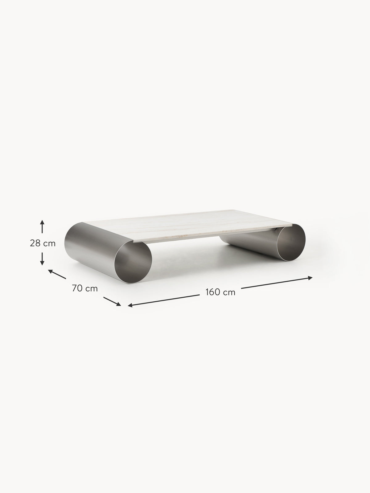 Blaze XL Coffee Table with Marble Top, W 160 cm