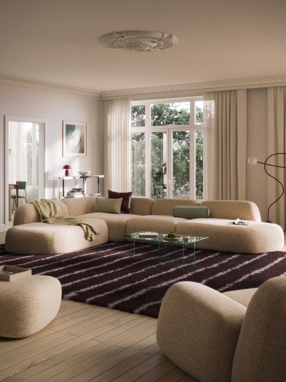 Wolke XL Modular Bouclé Corner Sofa with Chaise Ends