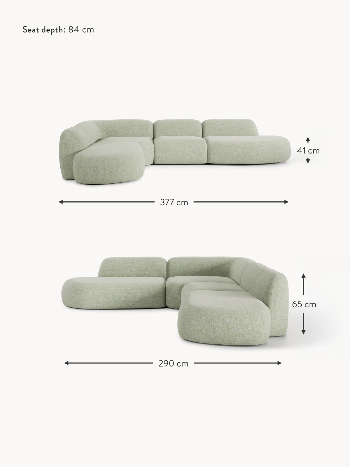 Wolke XL Modular Bouclé Corner Sofa with Chaise Ends