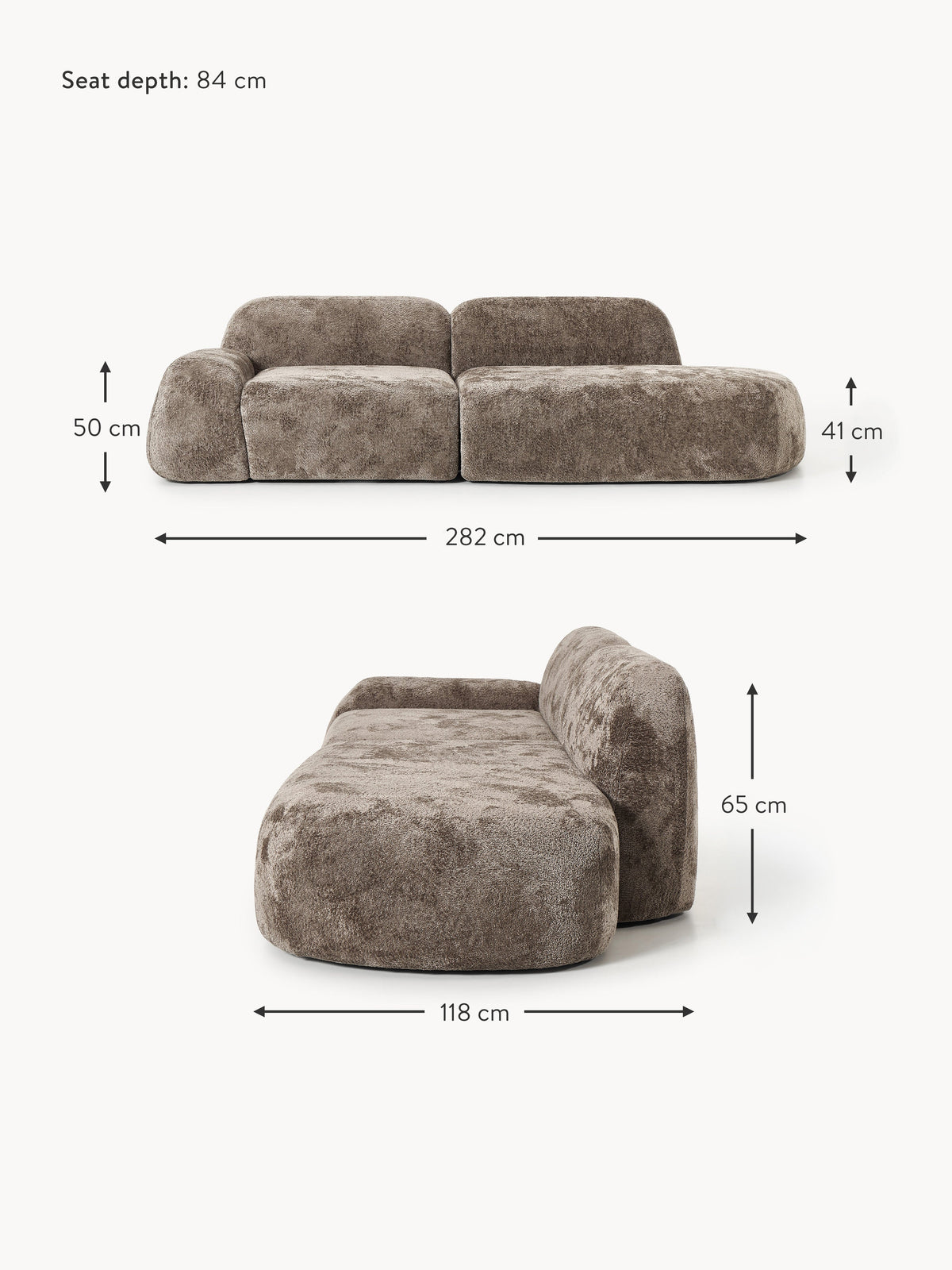 Wolke Modular Teddy Bouclé Chaise (3-seater)