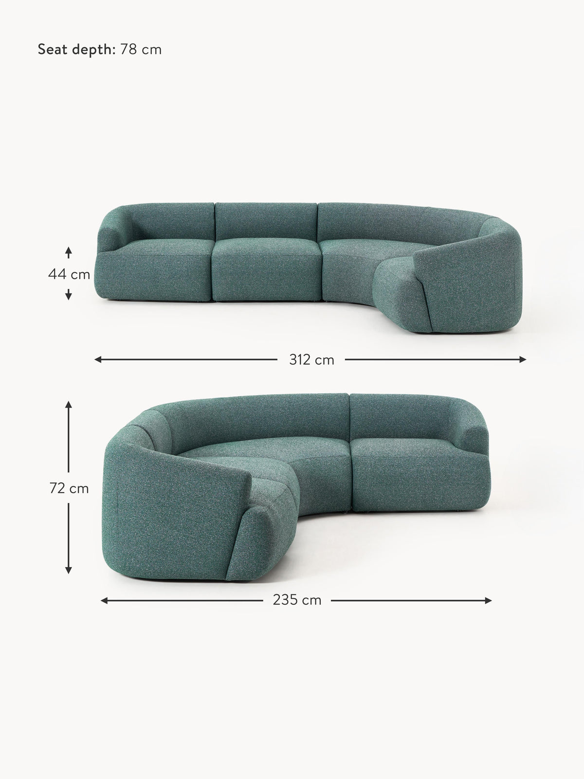 Sofia Modular Bouclé Corner Sofa (4-seater)