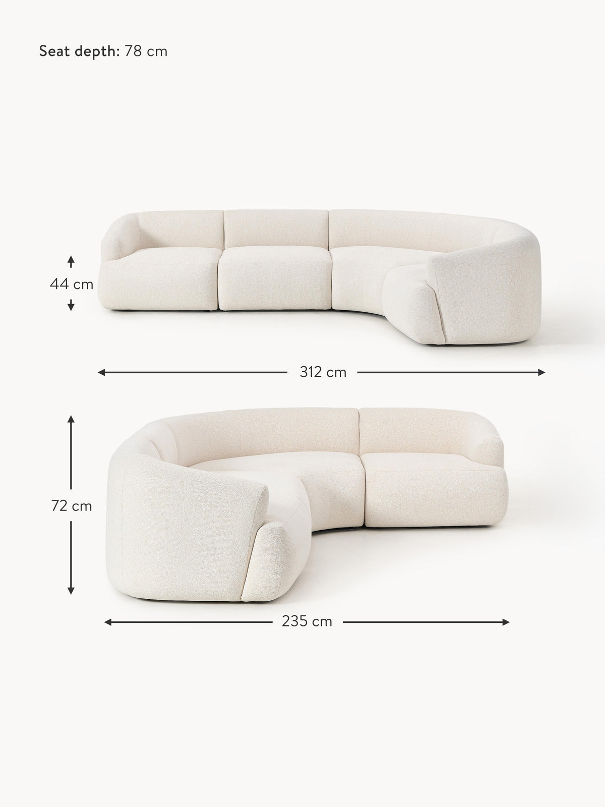 Sofia Modular Bouclé Corner Sofa (4-seater)