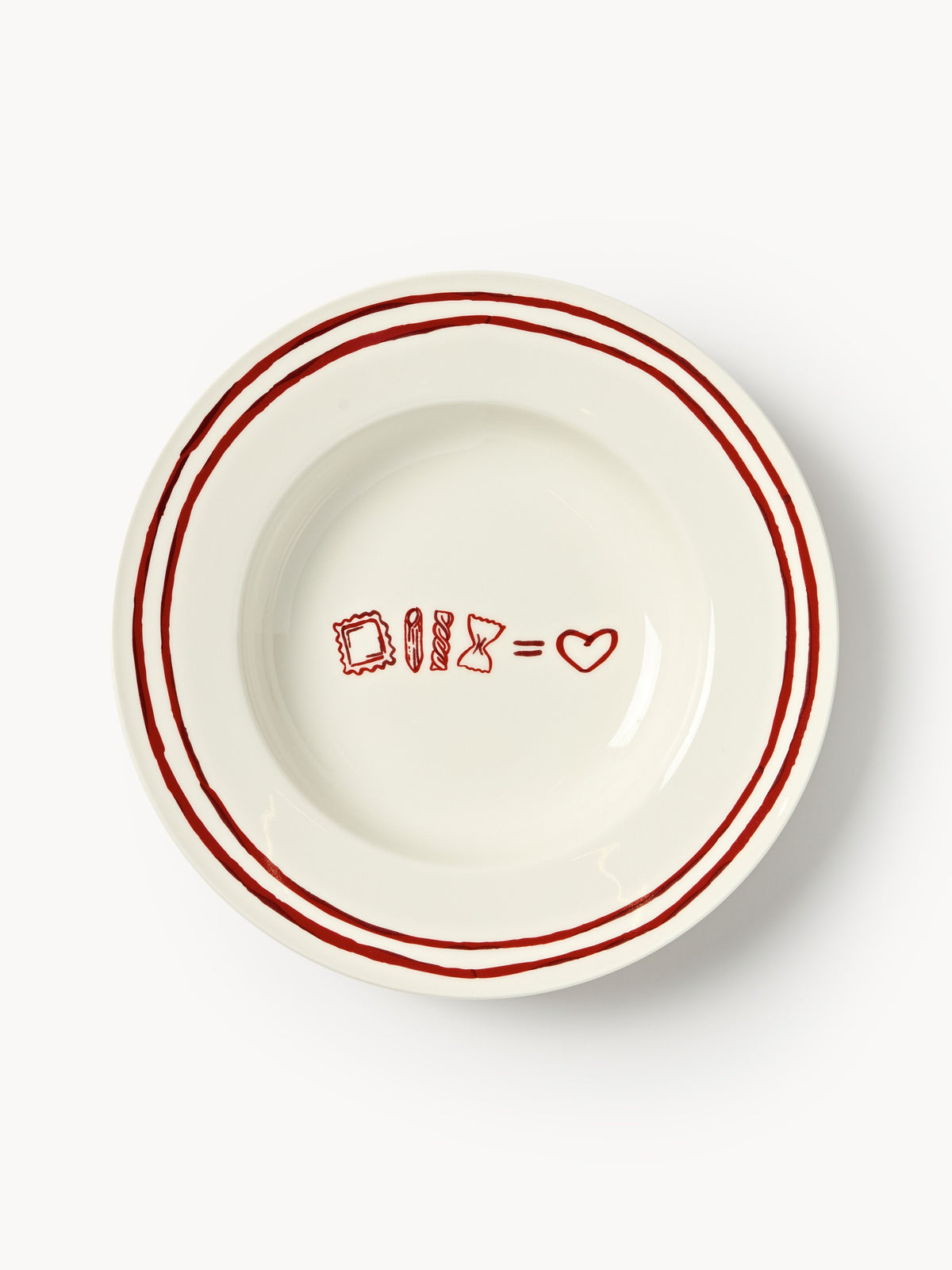 Tutti Porcelain Pasta Plates with Decorative Motif, Set of 4