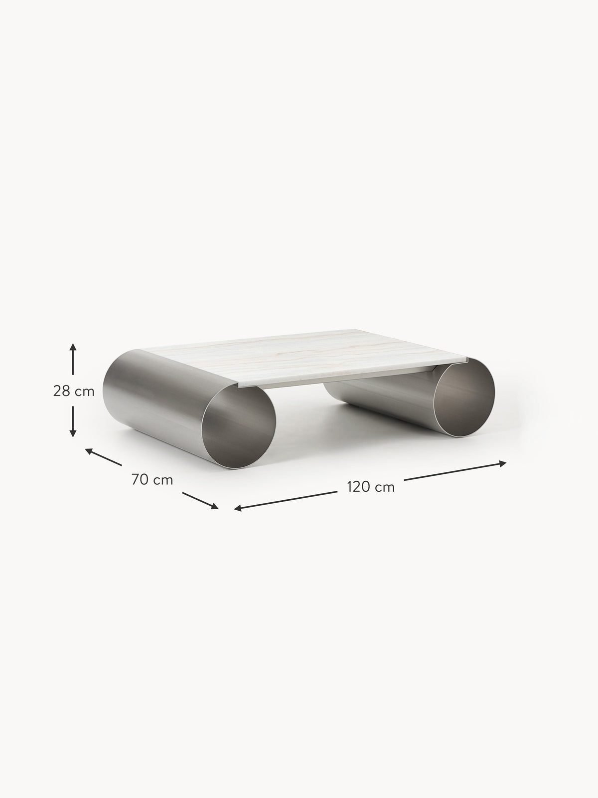 Blaze Coffee Table with Marble Top, W 120 cm