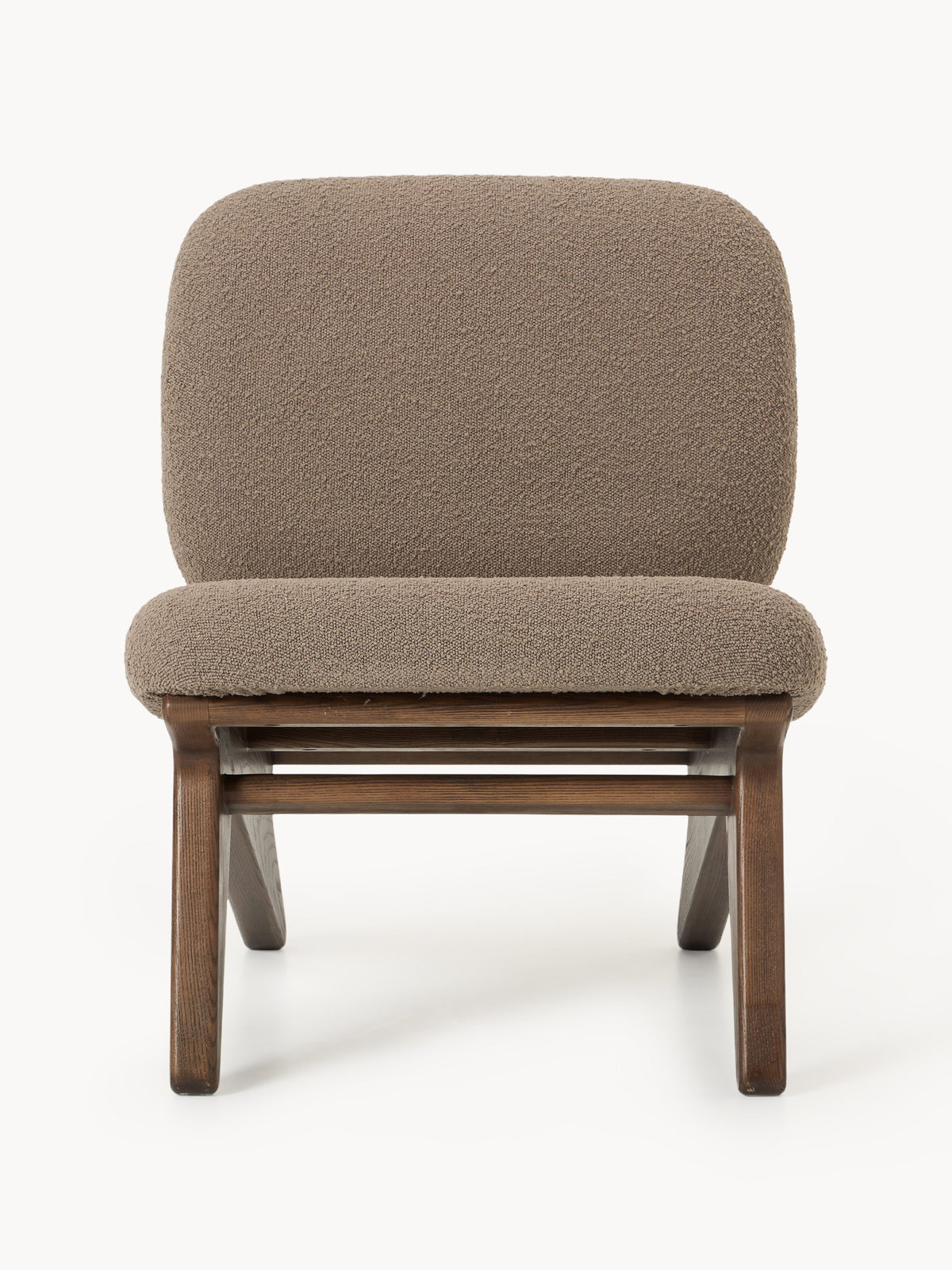 Shenay Ash Wood Lounge Chair with Bouclé Upholstery