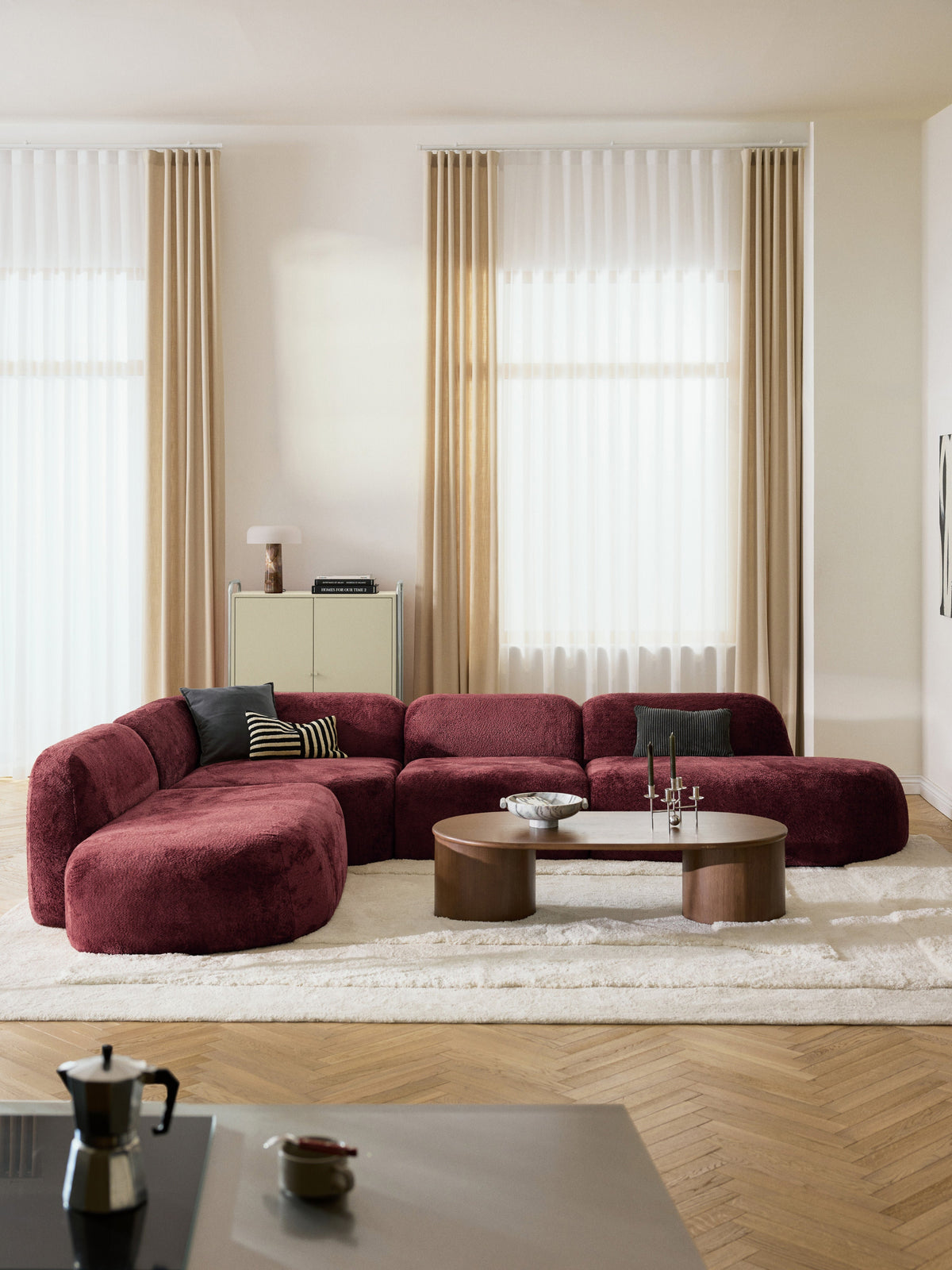 Wolke XL Modular Teddy Bouclé Corner Sofa with Chaise Ends