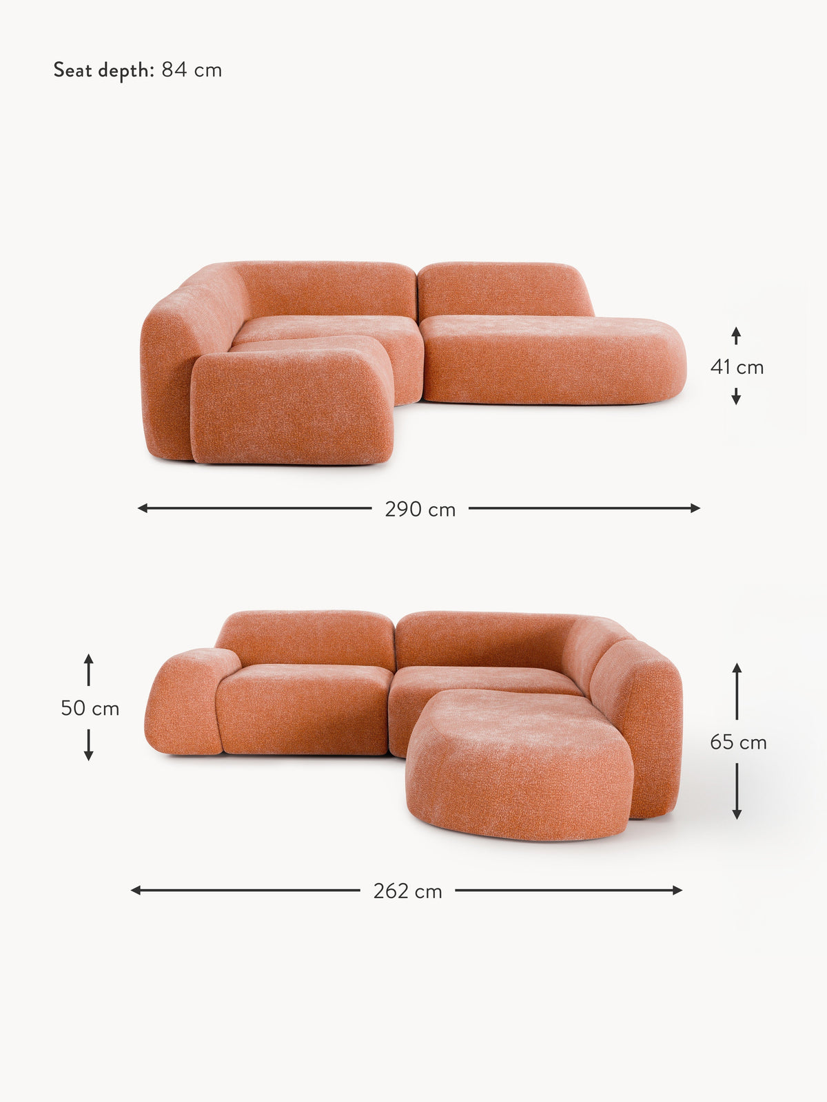 Wolke Modular Corner Sofa (4-seater) with Chaise End