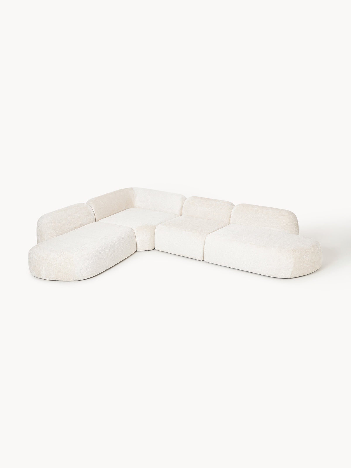 Wolke XL Modular Teddy Bouclé Corner Sofa with Chaise Ends