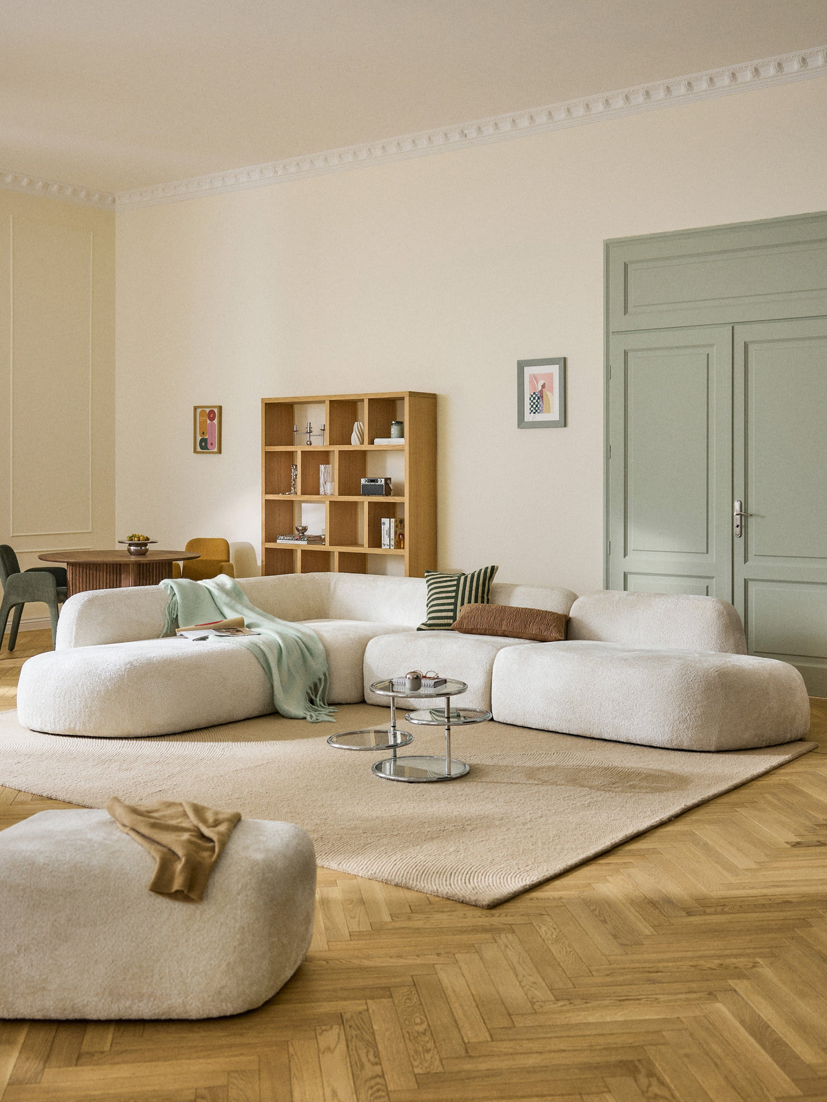 Wolke XL Modular Teddy Bouclé Corner Sofa with Chaise Ends