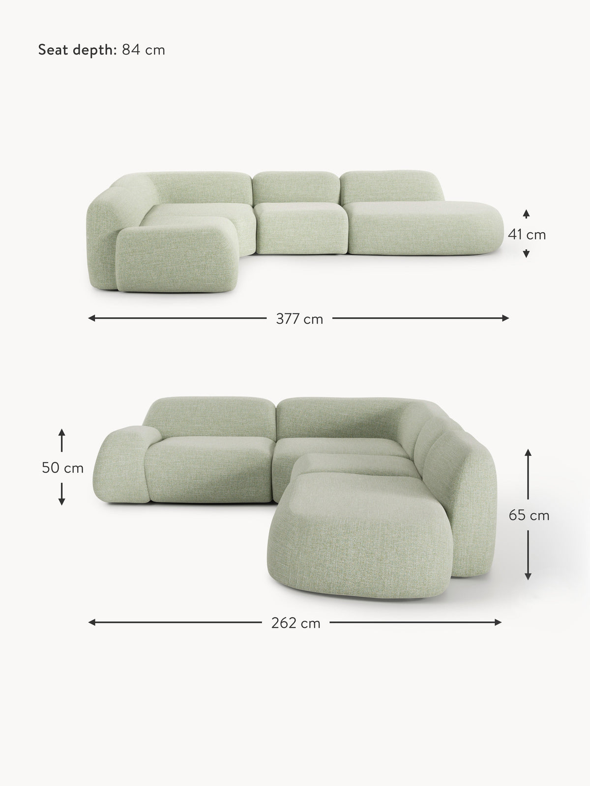 Wolke XL Modular Bouclé Corner Sofa with Chaise End