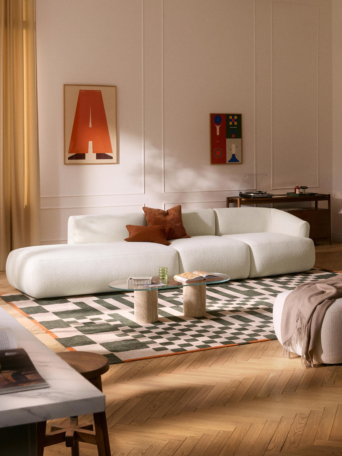 Sofia Modular Bouclé Chaise (4-seater)