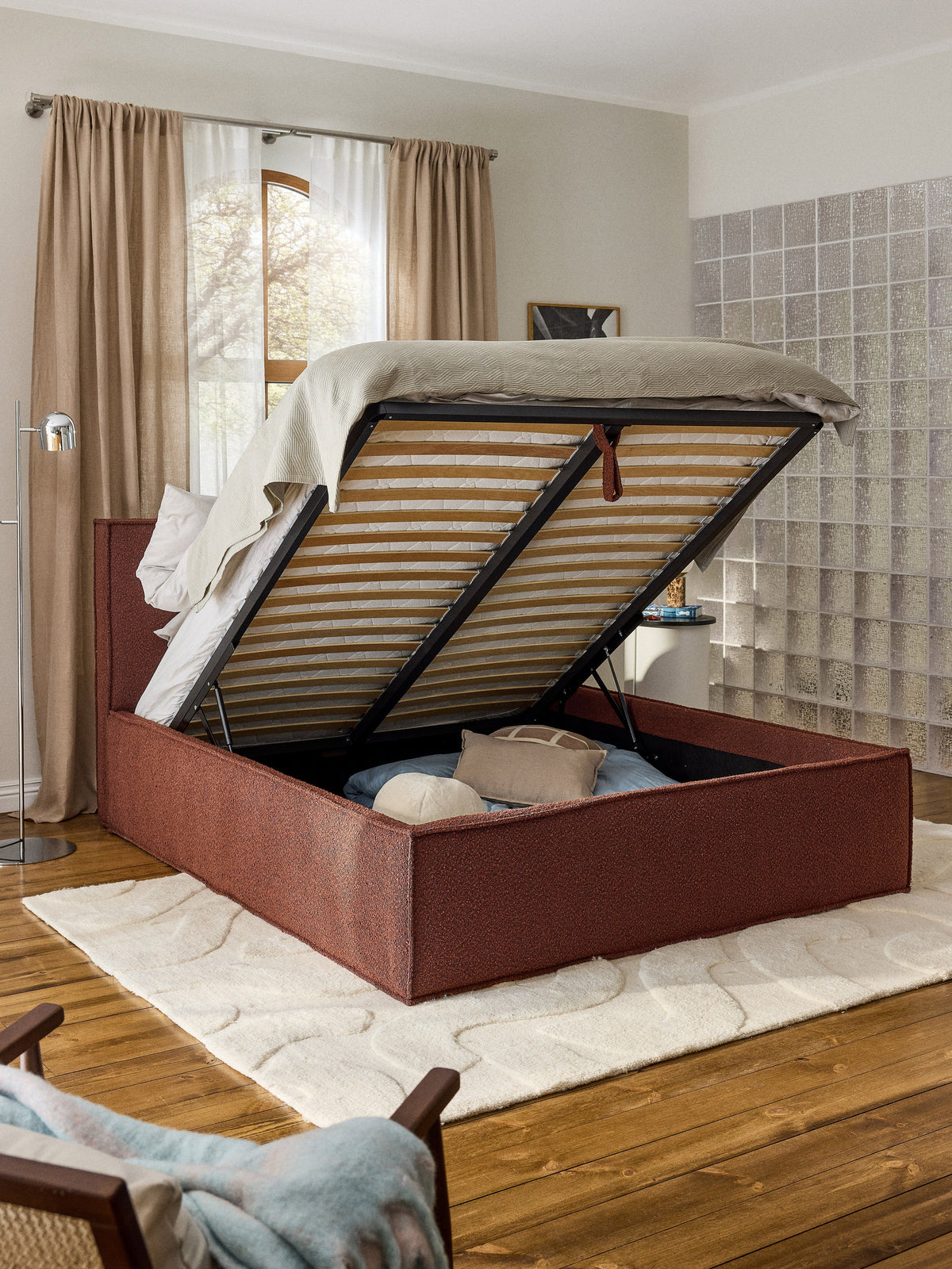 Dream Upholstered Bouclé Bed with Storage