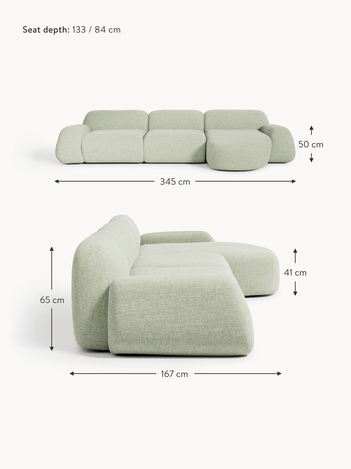 Wolke Modular Bouclé Corner Sofa (4-seater)