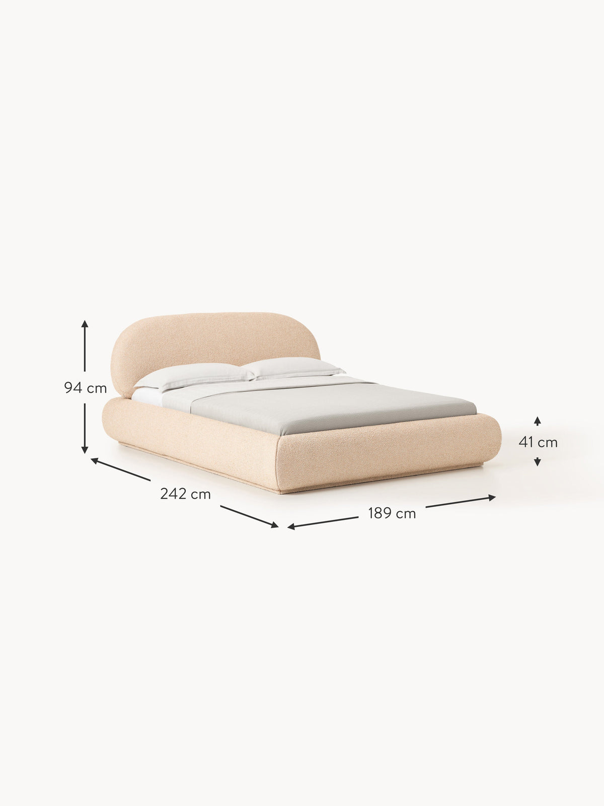 Alba Upholstered Bouclé Bed with Storage