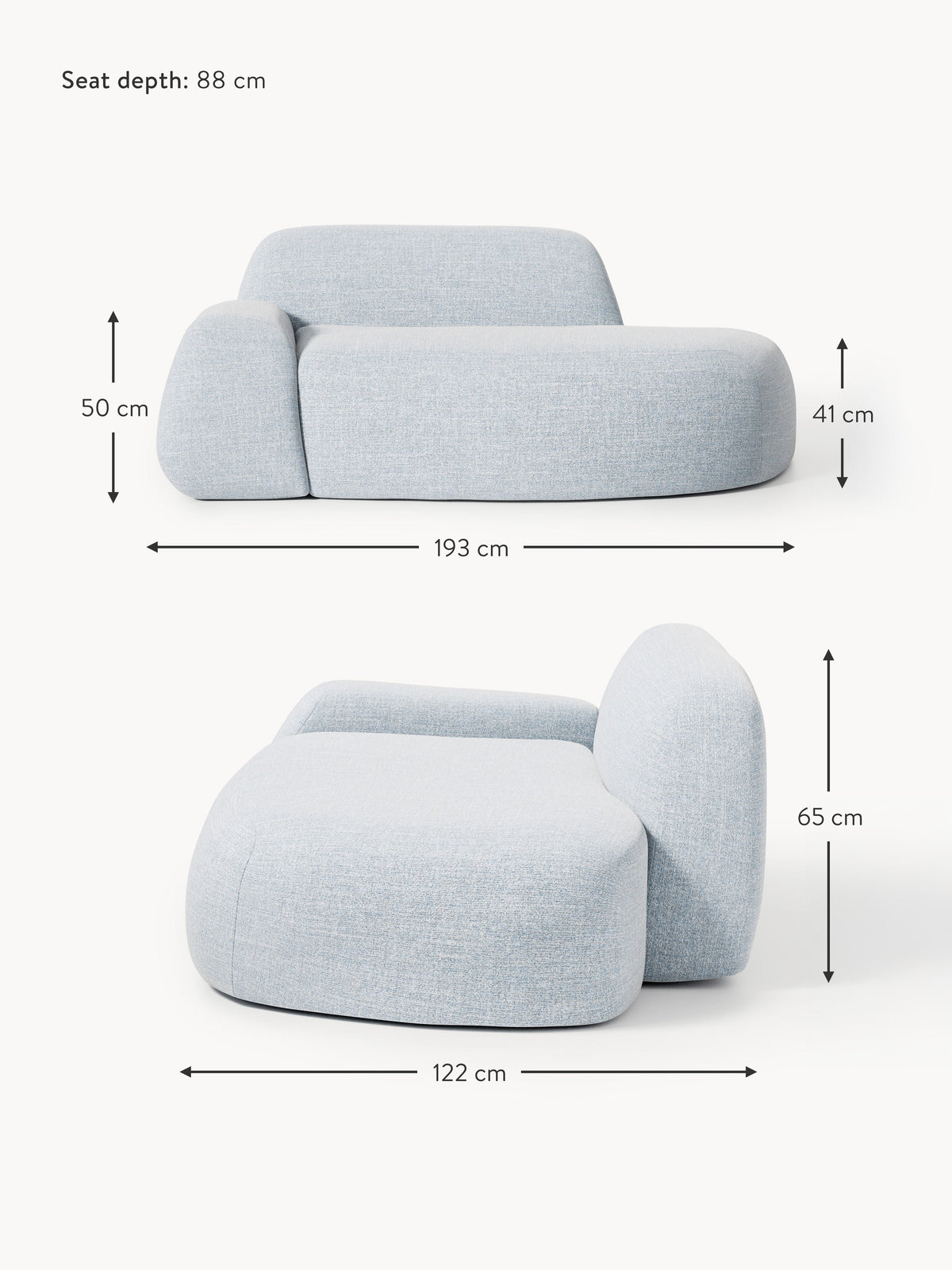 Wolke Bouclé Sofa (2-seater) with Chaise End