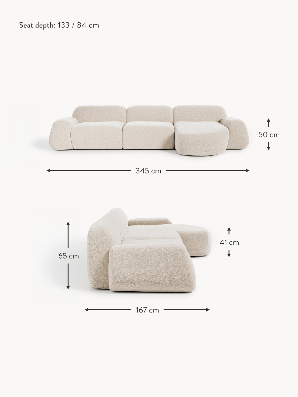 Wolke Modular Teddy Corner Sofa (4-seater)