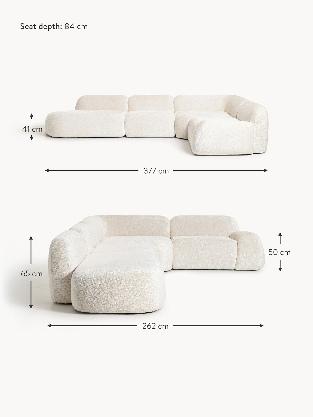 Wolke XL Modular Teddy Bouclé Corner Sofa with Chaise End