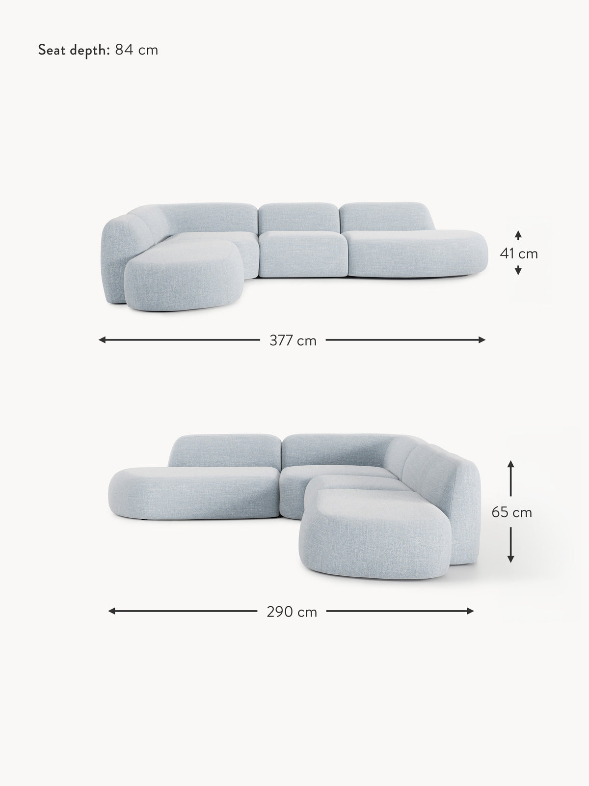 Wolke XL Modular Bouclé Corner Sofa with Chaise Ends