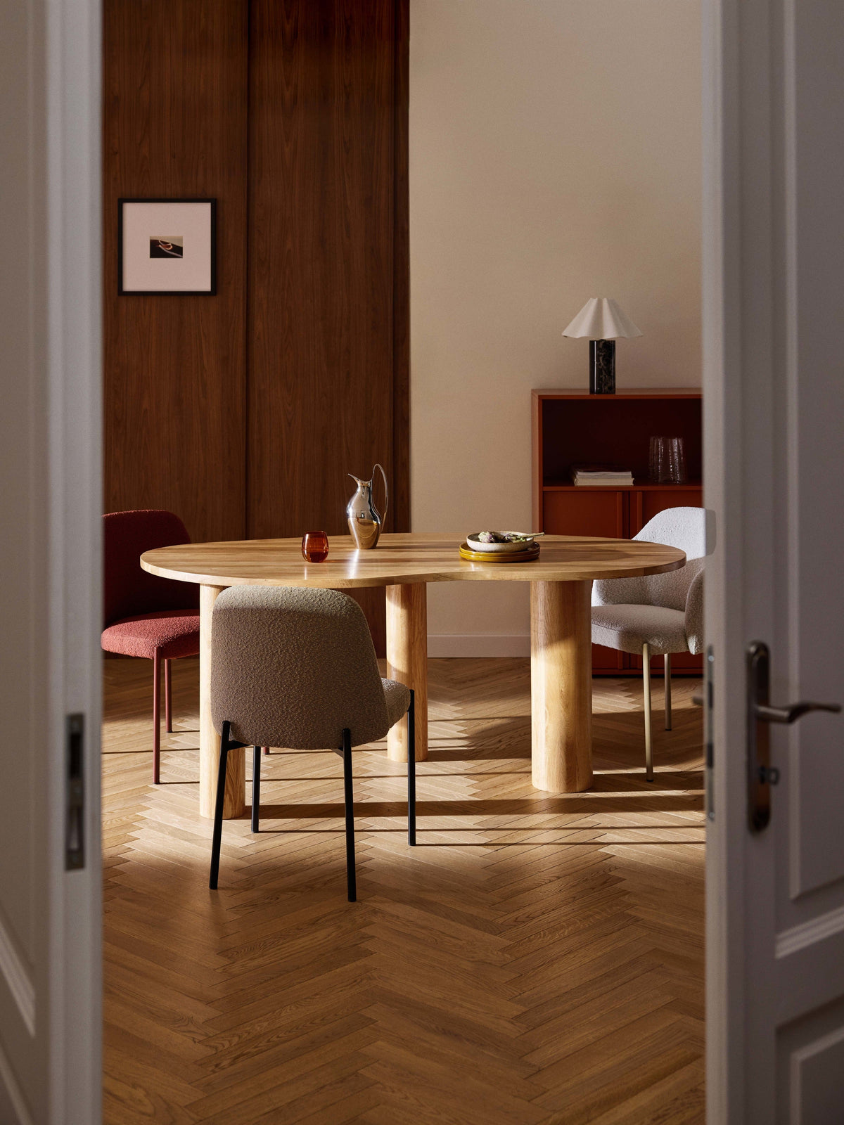Naruto Organic-Shaped Oak Wood Dining Table, in various sizes