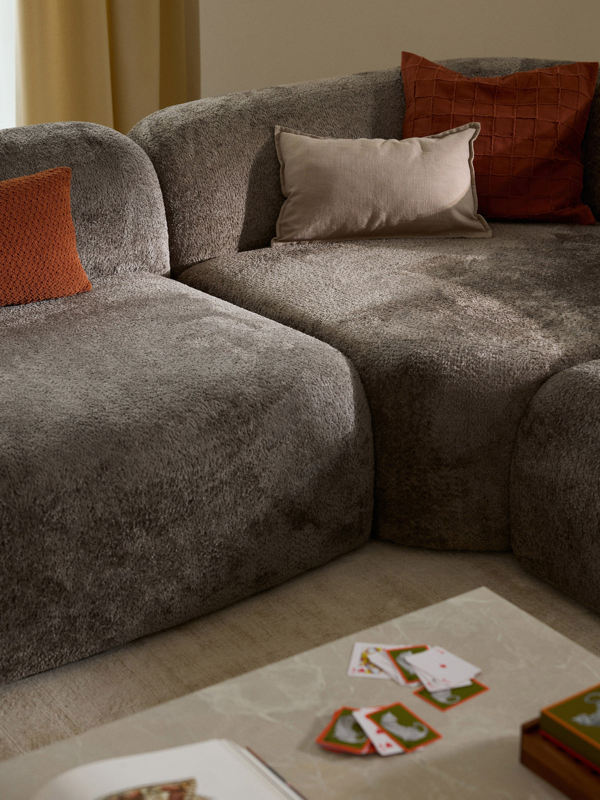 Wolke Modular Teddy Bouclé Corner Sofa (4-seater) with Chaise End