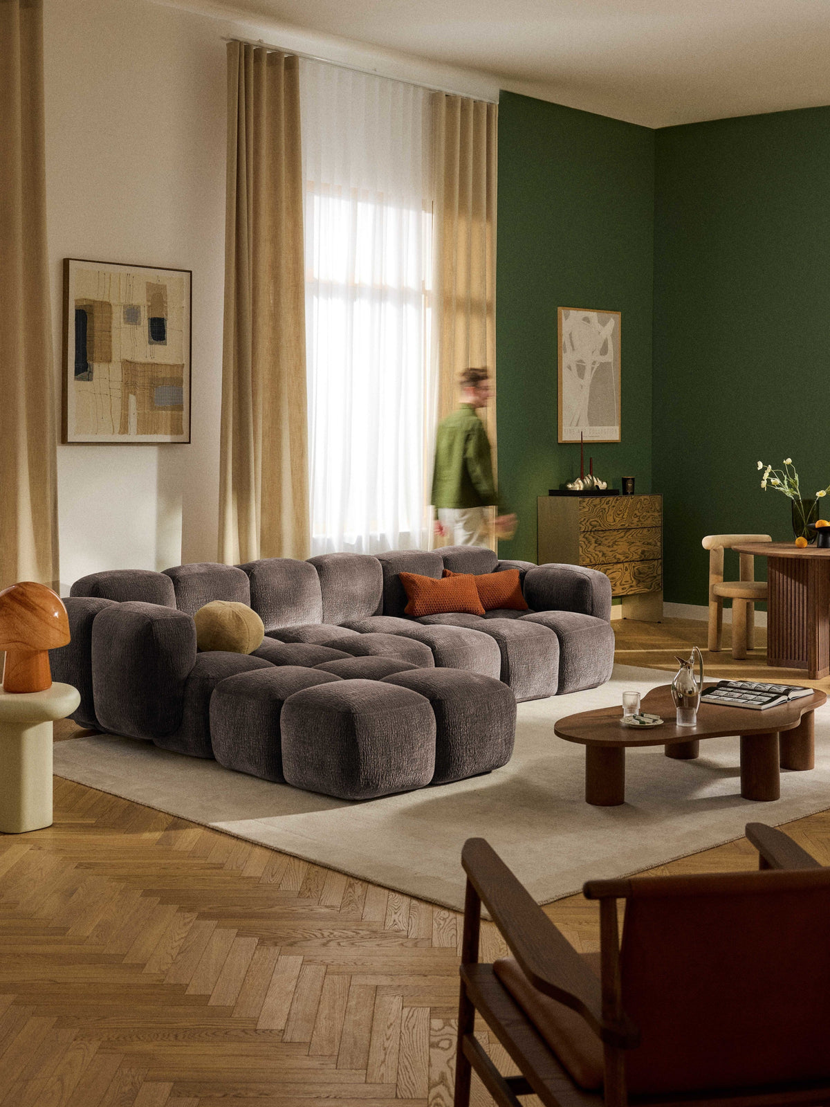Tayla Modular Sofa (4-seater) with Ottoman (left/right)