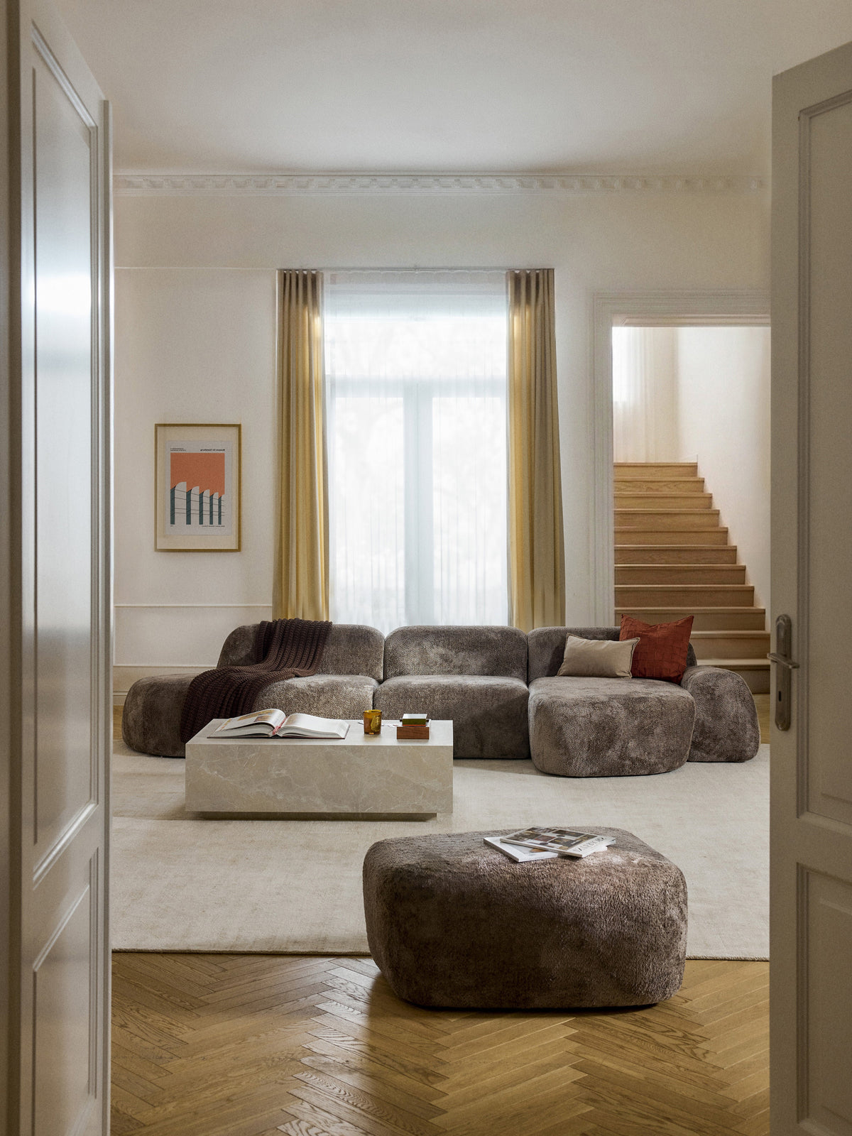 Wolke Modular Teddy Bouclé Corner Sofa (4-seater) with Chaise End
