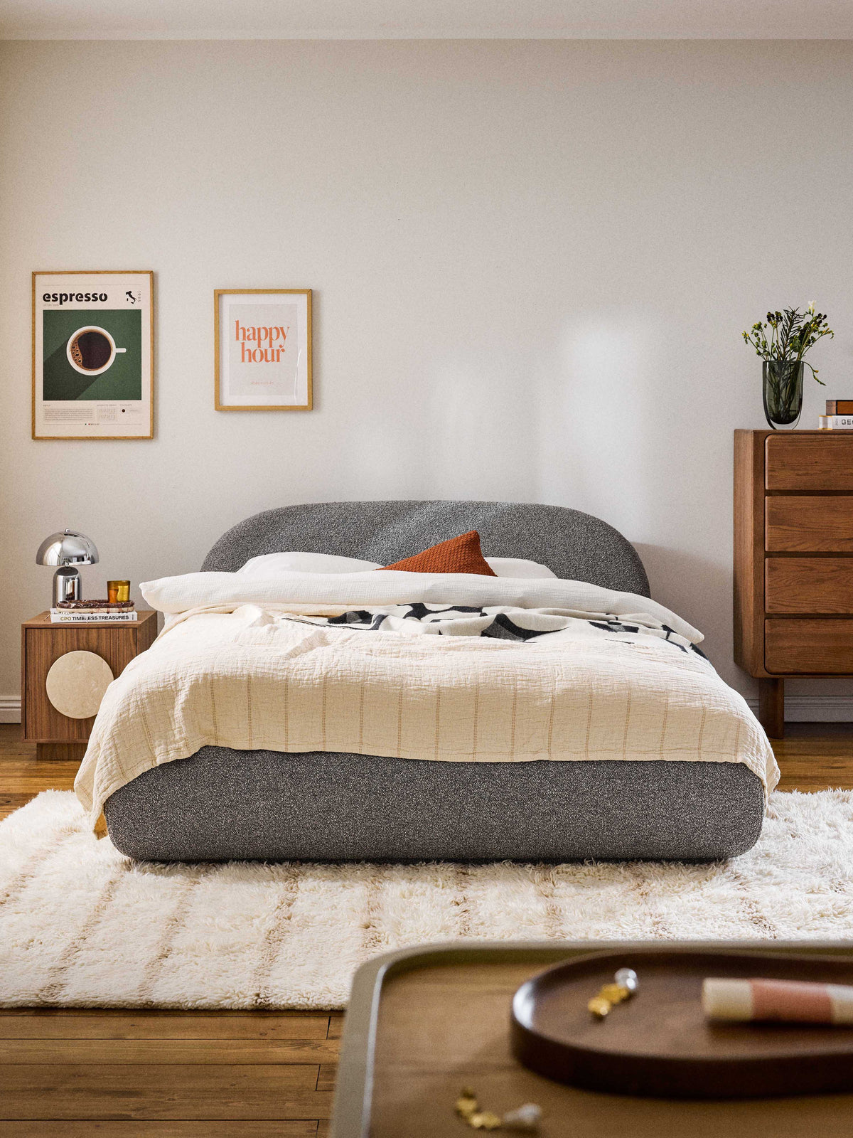 Alba Upholstered Bouclé Bed with Storage